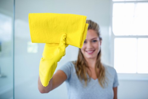 Local cleaners working in an empty apartment ready for move-in in Richmond Upon Thames